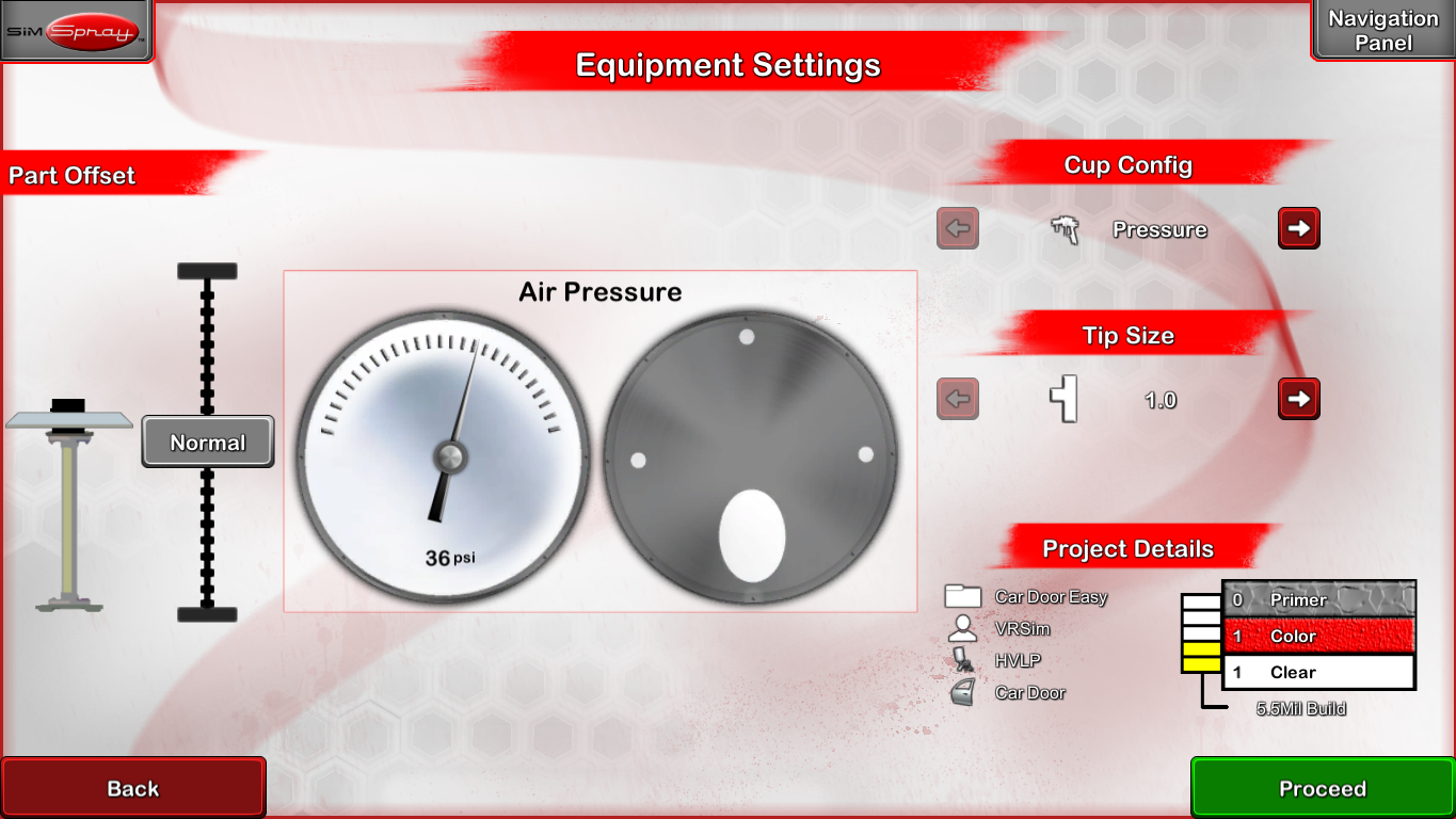 VR Paint Training Equipment Settings